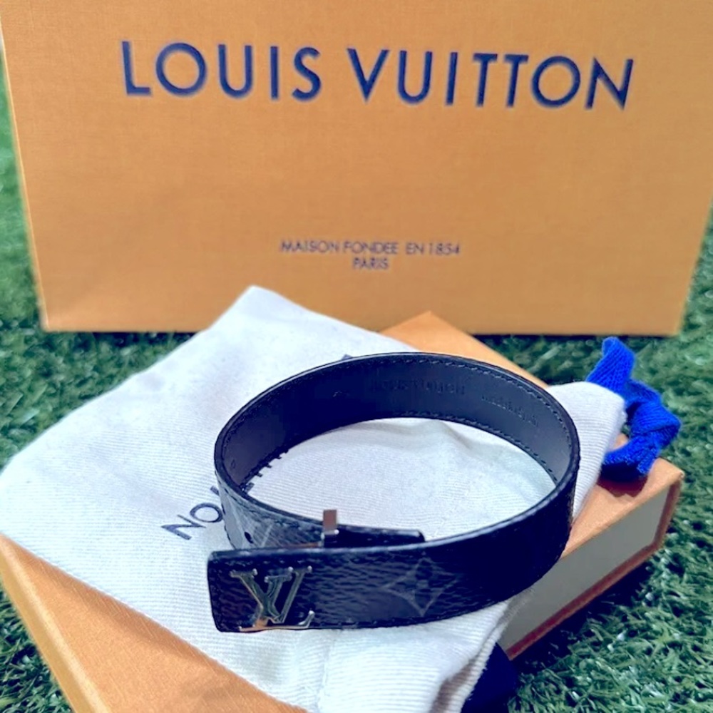 Louis Vuitton Luxury Leather Bracelet with Silver Hardware